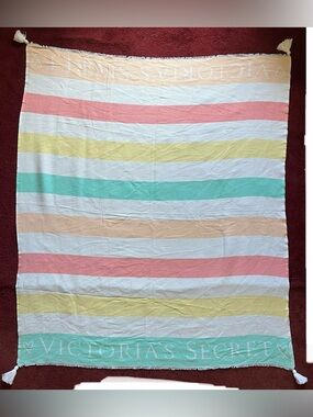 Victoria’s Secret Striped Beach Blanket with Tassels